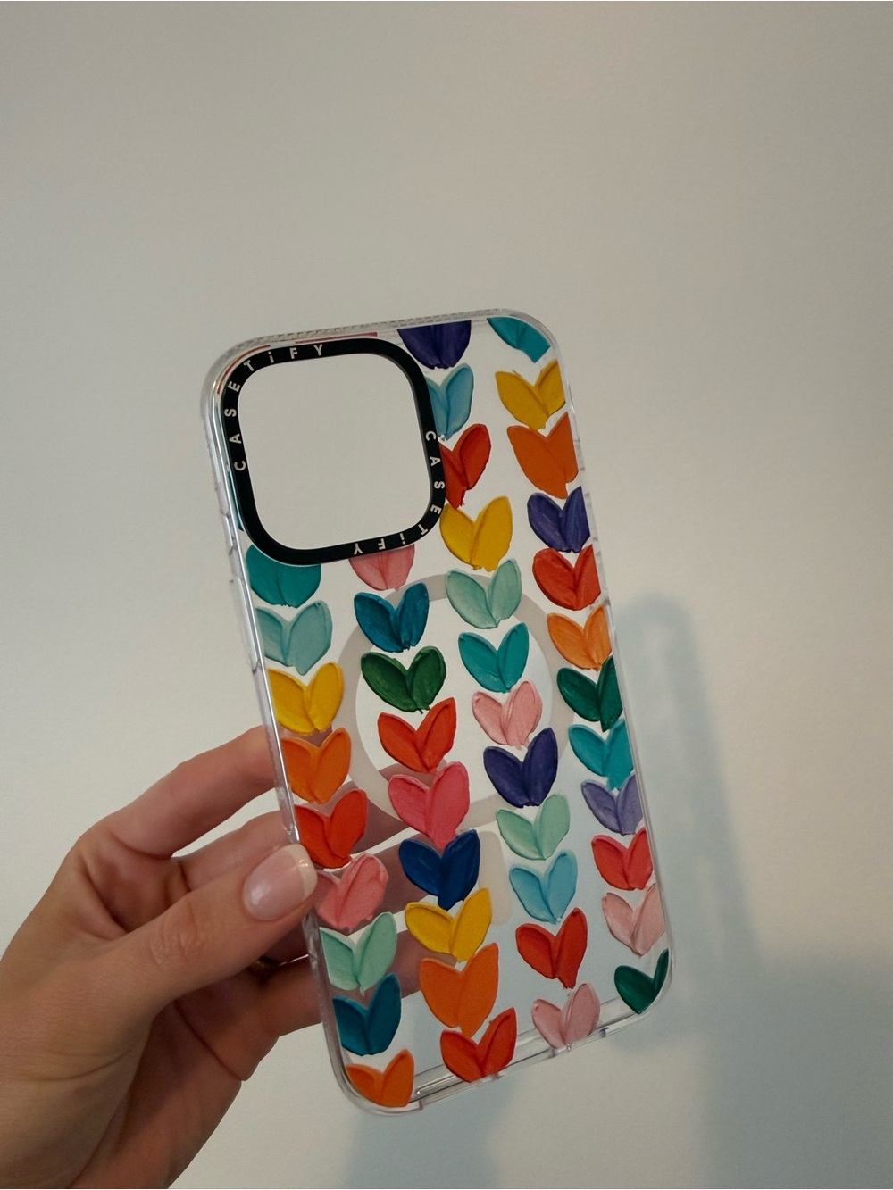 Casetify Colorful Heart Pattern Clear iPhone 16 pro max Case